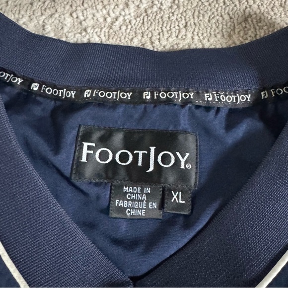 Footjoy golf v neck navy blue windbreaker pullover nylon pockets XL - Picture 2 of 7